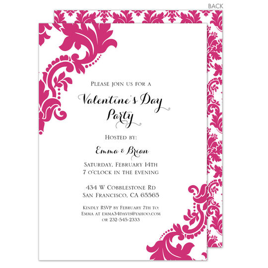 Raspberry Damask Invitations
